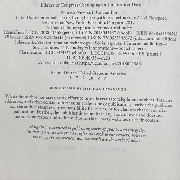 Digital Minimalism Choosing a Focused Life in a Noisy World Hardcover Book - Picture 6 of 16